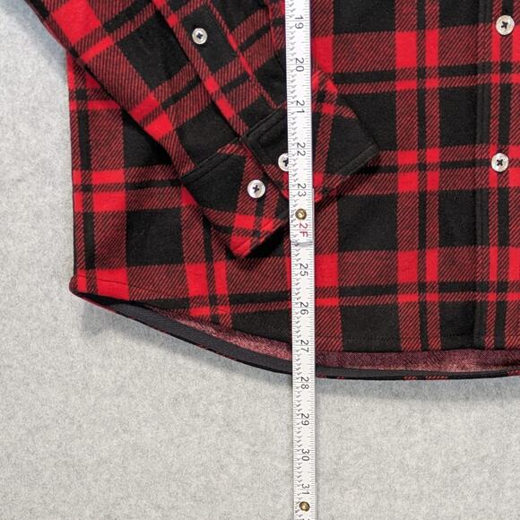 NWT Chubbies The Lumberjack Plaid Flannel Cross Stitch Overshirt Mens M Red - Picture 6 of 12